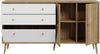 Forte HARLLSON Sideboard 160, EasyKlix by FORTE, Kommode mit 2 Schubladen und 3 Türen, Skandinavischer Stil, Holzwerkstoff, Mauvella Eiche Holzdekor/ Weiß, 160 cm breit x 86 cm hoch x 41 cm tief Bild 4