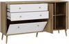 Forte HARLLSON Sideboard 160, EasyKlix by FORTE, Kommode mit 2 Schubladen und 3 Türen, Skandinavischer Stil, Holzwerkstoff, Mauvella Eiche Holzdekor/ Weiß, 160 cm breit x 86 cm hoch x 41 cm tief Bild 5
