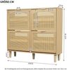 Merax Schuhschrank, Schuhkommode, mit 4 Klappschubladen, Schuhkommode aus Rattan mit Metallgriffen, Schuhregal, Oak Bild 4