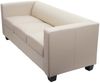 3er Sofa Couch Loungesofa Lille ~ Leder, creme Bild 4