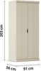 rauch Frieda, Kleiderschrank im Landhausstil, 2-türig, mit 1 Kleiderstange und 1 Einlegeboden, Farbe Beige, BxHxT 91x203x56cm Bild 4