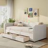 Odikalo Schlafsofa Schlafcouch 90x200 mit Ausziehbett Schubladen & USB, mit 2 Schubladen für Stauraum, Schlafsofa, Tagbett 90x200 cm, ausziehbar auf 180 cm, mit USB-Anschluss, Beige Bild 2