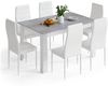 Mondeer Essgruppe Esszimmergruppe (Set, 7-tlg), 1 Tische mit 6 weiß Stühlen Bild 5