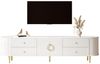 BlingBin TV-Schrank TV-Schrank mit Aluminiumgriffe & Eisenfüße, Lowboard - 180 x 40 x 53 cm (1er Set, 1-St, Gewichtskapazität: 50kg,Dreidimensionale Wellenstruktur,Kabeldurchlass) Fernsehschrank aus MDF-Korpus für Wohnzimmer, Weiß Bild 2