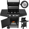Juskys 'Louisiana' BBQ Gas-Grill, mit 3 Brenner, Thermometer, Warmhalterost & Seitenablagen, Stahl schwarz, 110 x 53 x 110 cm