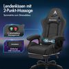 Gamingstuhl mit 2-Punkt-Massage und Fußstütze, Dunkelgrau Bild 3