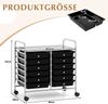 Rollwagen mit 12 Stapelbaren Schubladen & Ablagefläche Schubladenwagen Rollcontainer Badrollwagen Schwarz Bild 2