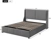 Merax Hydraulisches Polsterbett 140x200 Stauraumbett Ohrform Doppelbett aus Samt mit Kissenkopfteil & Lattenrost Grau Bild 2