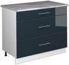 Küchenunterschrank Fame-Line Dunkelblau Hochglanz/Weiß 100 cm, AP Marmor Vicco Bild 1