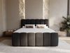 GRAINGOLD Cloud Boxspringbett 200x200, Bett mit Bettkasten, Velour-Stoff, mit Kopfteil, Schwarz Bild 3