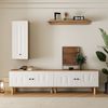 3-tlg ,Highboard, Schränke, Wandboard,40×35×100 cm,170×40×50 cm,120×25×15 cm,Weiß und Holz,modernes Design, viel Stauraum Bild 3