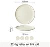 JIWOO Speiseteller 4er Ø21,8cm, Frühstücksteller Pastateller Teller Brotteller Plate, (32 St), Hochwertiges Tellerset Weiß Mikrowellenofen Spülmaschine Ø 21,8cm Bild 2