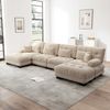 Flieks 4-Sitzer U-sofa, Modular Cloud Schlafsofa aus Chenille mit 4 Lenden- & 2 Dekokissen, breiten Armlehnen & 2 Ottoman, Hellbraun Bild 3