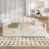 Schlafsofa mit LED-Beleuchtung, Bettkasten und Lattenrost, 90x200 cm, Einzelbett, Polsterbett, Samt, beige Bild 3