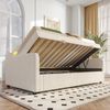 Schlafsofa mit LED-Beleuchtung, Bettkasten und Lattenrost, 90x200 cm, Einzelbett, Polsterbett, Samt, beige Bild 2