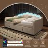 Schlafsofa mit LED-Beleuchtung, Bettkasten und Lattenrost, 90x200 cm, Einzelbett, Polsterbett, Samt, beige Bild 5