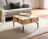 Couchtisch Akazie Massiv 60x60x40cm Quadratisch Metallgestell Braun Schwarz Modern Bild 2