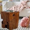 Beistelltisch Hocker HEAVY STOOL Teak Handmade Naturform massiv eckig Bild 2