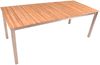 Garten-Sitzgruppe STINA 6-tlg. Teak Hellbraun Edelstahl Bank mit Lehne | Gartenmöbel-Set Gartengarnitur Garten-Essgruppe mit Stühlen und Esstisch Bild 3