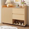 Merax Schuhschrank, beweglicher Schuhschrank, Universalrad mit Bremse. Oberer Bogen, verstellbare Regale, Natur Bild 3