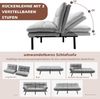 Klappbares Schlafsofa mit Schlaffunktion Schlafcouch mit Verstellbarer Rückenlehne Grau Bild 3