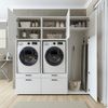 Roomart Waschmaschinenschrank Doppelschrank – SERIE 2 – 194 cm breit, Überbauschrank für Waschküche & Hauswirtschaftsraum – 205 cm hoch – mit Ausziehbrett & Schubladen – • Weiß Bild 5