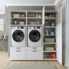 Roomart Waschmaschinenschrank Doppelschrank – SERIE 2 – 194 cm breit, Überbauschrank für Waschküche & Hauswirtschaftsraum – 205 cm hoch – mit Ausziehbrett & Schubladen – • Weiß Bild 4