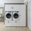 Roomart Waschmaschinenschrank Doppelschrank – SERIE 2 – 194 cm breit, Überbauschrank für Waschküche & Hauswirtschaftsraum – 205 cm hoch – mit Ausziehbrett & Schubladen – • Weiß Bild 3