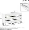 Merax 140cm Sideboard, Wohnzimmerschrank mit 6 Schubladen, Hochglanz-Kommode, Schrank mit 3 Metallbeinen, Weiß+Schwarz Bild 4
