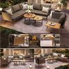 Odikalo Gartenlounge-Set Gartenmöbel L-förmiges Inkl. 2 Holz-Couchtische & Sessel, (mit handgeflochtenen Armlehnen / Wetterfeste Eckgarnitur aus Eisen / Mit Polstern) Bild 2