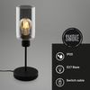 BRILONER – Nachttischlampe, Rauchglas, Kabelschalter Schreibtischlampe, Tischlampe E27 für Home Office, Leselampe, Schwarz Bild 3