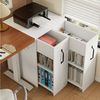 Flieks Bücherregal mit Rollen und 2 Schubladen Weiß/Schwarz, B52/T50/H75 cm 1-tlg, Mehrzweckschrank mit 6 Fächern Büroschrank Holzschrank Beistellschrank Bild 5