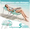 HOMECALL Klappstuhl Strandstuhl Leicht Klappbar Camping, 5-fach verstellbare Rückenlehne (Bis150KG Aluminiumrahmen, groBe Kuhitasche und Aufbewahrungstasche, 2 St), Seitentaschen, Kopfstütze, Schultergurten, Handtuchhalter Bild 3