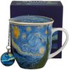 DUO ART GALLERY Becher 400 ml mit Teesieb STARRY NIGHT inspired by Van Gogh, New Bone China Porzellan Bild 3