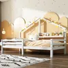 Kinderbett, Hausbett mit Rausfallschutz, Lattenrost und Regal, 90x200 cm, Einzelbett, Holzbett Bild 3