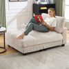 Relaxsessel 140x112x81 cm mit Sitzfläche 98x110x38 cm, beige, Corduroy, USB-Anschluss, Getränkehalter, Taschen Bild 4