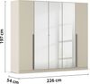 rauch Kleiderschrank Alba, Drehtürenschrank, Garderobenschrank, 5-türig, mit Spiegel, mit 4 Kleiderstangen, 5 Einlegeböden und Schubladeneinsatz, Farbe Champagner, Beige, Griffstange Grau metallic, Schwarz, 226x197x54cm Bild 4