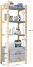 Merax 180cm Doppelklappengarderobe, Kombinationsgarderobenset, Garderobe + Regal, Kinderzimmer-Set, Kombinationsmöbel, mit Kleiderstange und Schubladen, Fichtenrahmen, Farbkombination Blau + Naturholz Bild 4