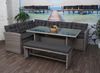 Poly-Rattan-Garnitur HWC-A29, Gartengarnitur Sitzgruppe Lounge-Esstisch-Set Sofa ~ grau, Kissen grau + Bank Bild 2