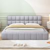 Merax Polsterbett Doppelbett 140x200cm mit Polsterumrandung Leinenstoff, Grau Bild 2