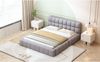 Merax Polsterbett Doppelbett 140x200cm mit Polsterumrandung Leinenstoff, Grau Bild 5