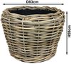 Van der Leeden Blumentopf Blumenkorb Pflanzkorb Topf 83x59cm Rattan Sylter Korb Drypot 130L (Stück, 1 St, Packung), Indoor & Outdoor, Rattan, 130 L, Naturprodukt, incl. Kunststoffeimer Bild 3