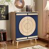 Schuhschrank 76 x 37 x 98,5 cm in Blau und Natur – geometrische Türen, Stauraum auf mehreren Ebenen Bild 5