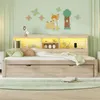 Massivholzbett mit Gästebett, 140x200 cm, Doppelbett mit LED-Beleuchtung, Mehrfachsteckdose und Lattenrost, Jugendbett Bild 4