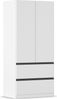 rauch Kleiderschrank, Drehtürenschrank COSTA, 2-türig, 2 Schubkästen, push-to-open, Alpinweiß, 91 x 197 x 54 cm Bild 3