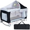 Reisebett Babybett Babyreisebett Kinderreisebett Laufstall Schaukelwiege +Tasche-schwarz Bild 2