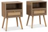 KOMFOTTEU Nachttisch (2er Set), mit Rattan-Schublade, 40 x 40 x 59 cm Bild 5