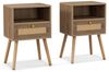 KOMFOTTEU Nachttisch (2er Set), mit Rattan-Schublade, 40 x 40 x 59 cm Bild 4