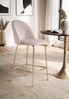 2er Set Barhocker Samt Beige Hocker mit Lehne & goldenen Beinen, Küchenhocker Skandinavisch Stoff / Metall 110 kg, Design Barstuhl Tresenhocker, Bistrohocker Gepolstert Bild 3