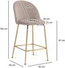 2er Set Barhocker Samt Beige Hocker mit Lehne & goldenen Beinen, Küchenhocker Skandinavisch Stoff / Metall 110 kg, Design Barstuhl Tresenhocker, Bistrohocker Gepolstert Bild 4